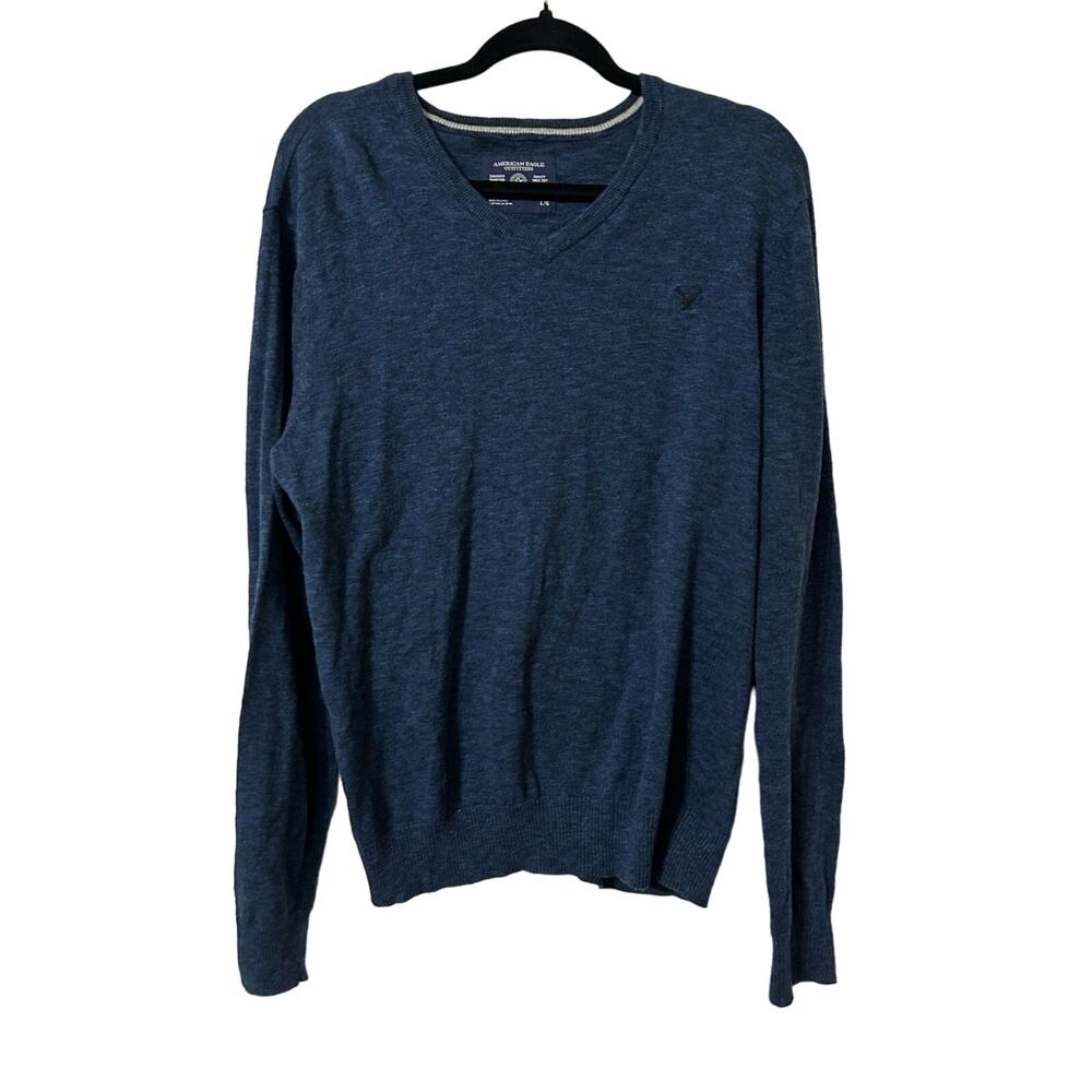 American Eagle navy crew neck cotton sweater athletic fit, size L